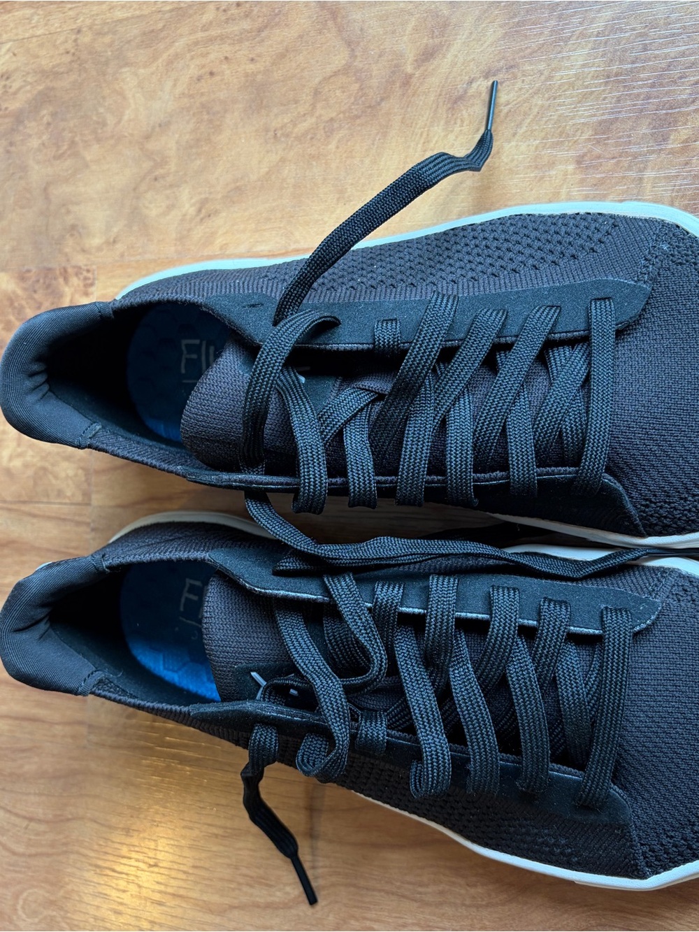 Lux Black Knit Lace-Up Sneakers with White Trim